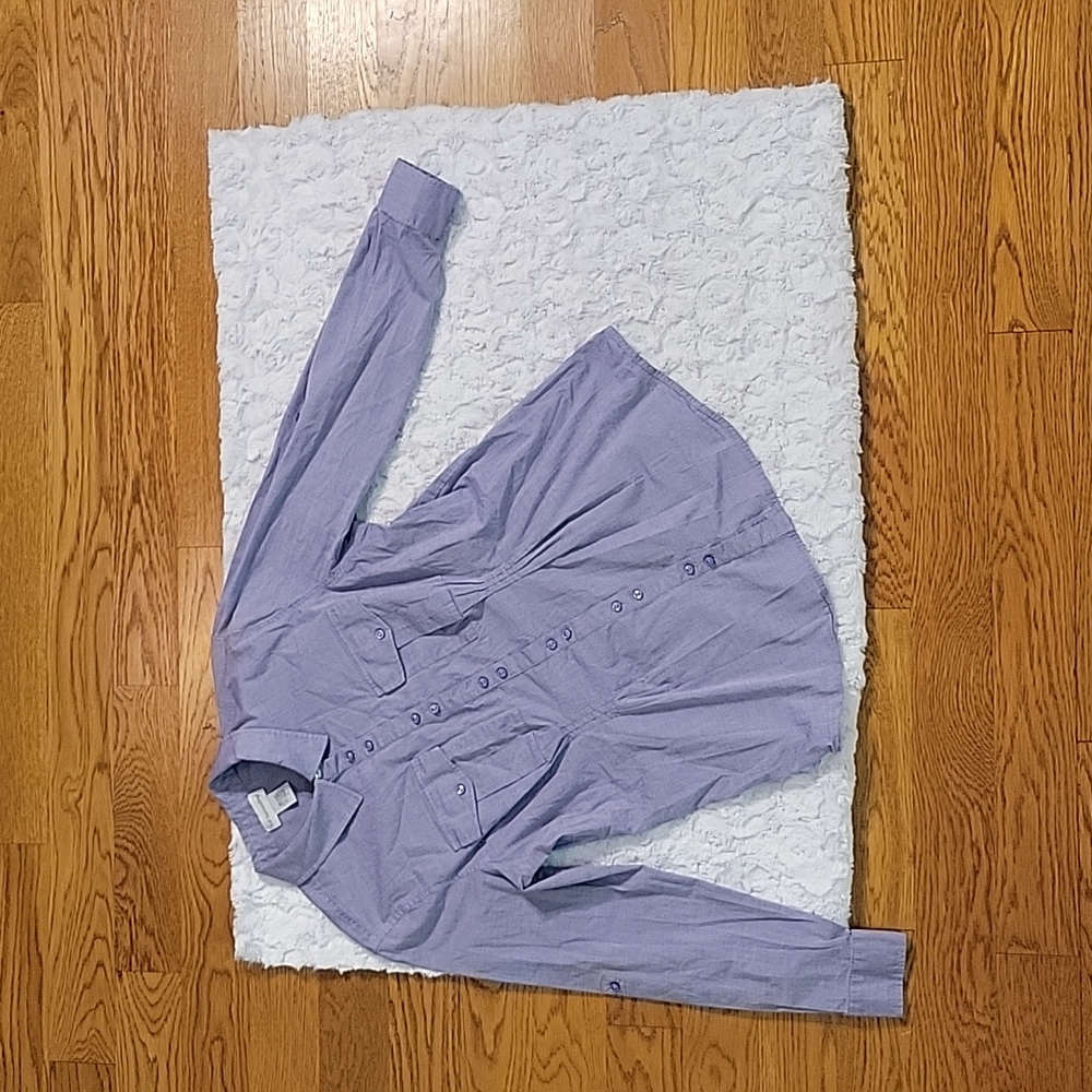 Soft Surroundings Purple Button Down Shirt, Women's Medium, Decent Condition!